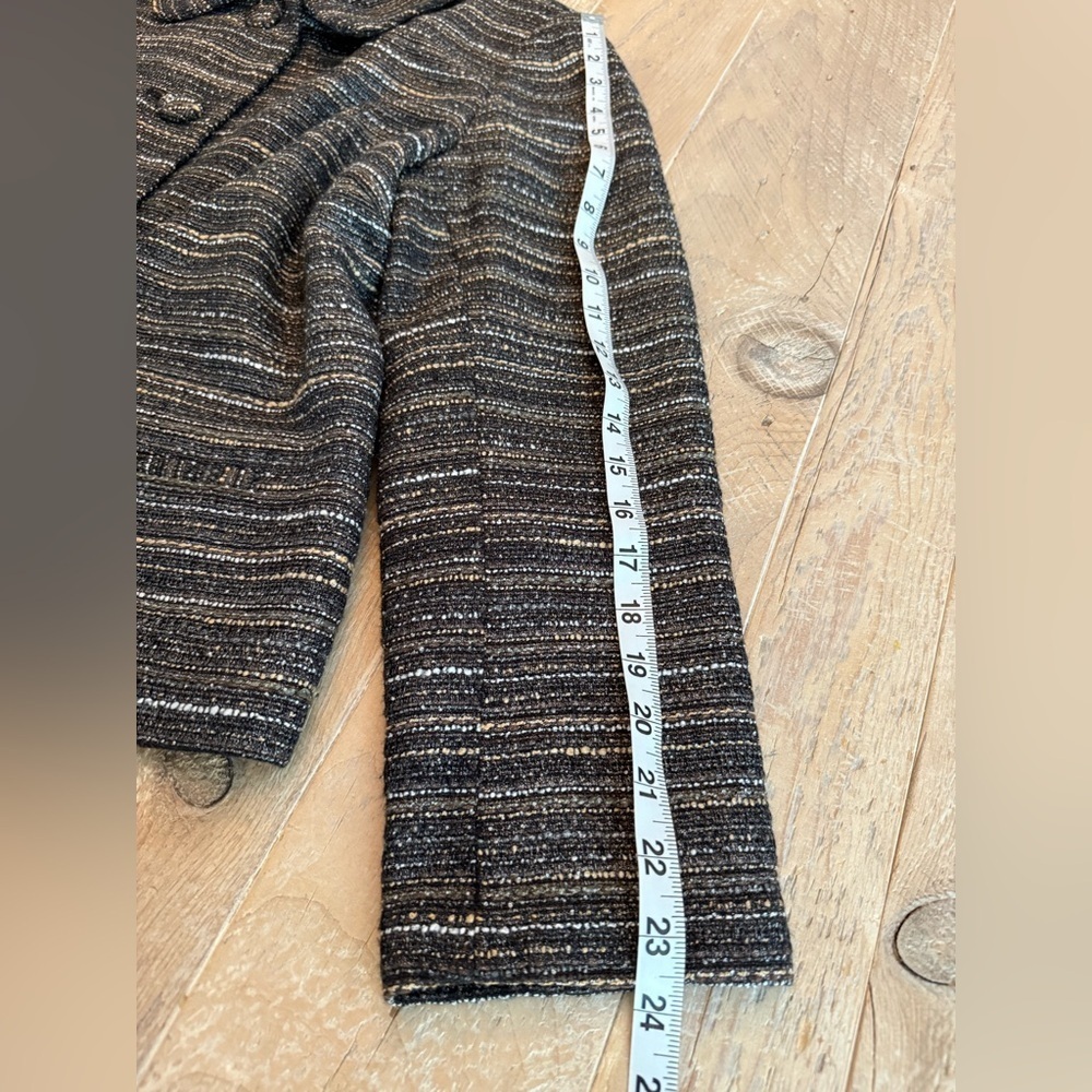 Chico's Women's Black Gray Striped Jacket  gathered collar Chicos size 2 (US 12) - Picture 6 of 9